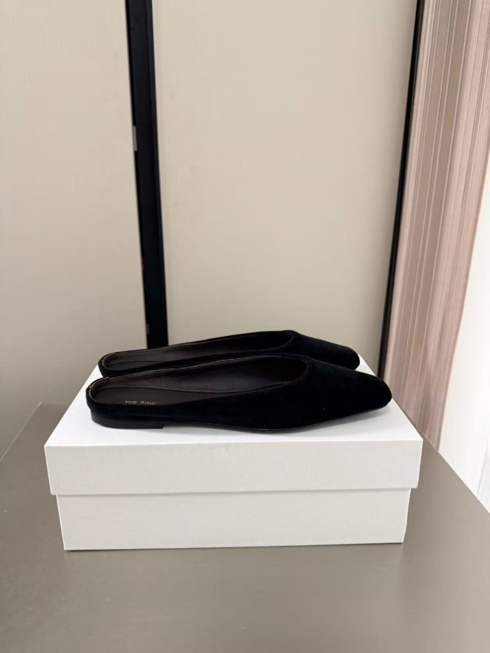 The Row Black Suede Square Toe Slip On Mule Flat - Picture 5 of 7